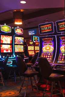 Slot machine section in a casino